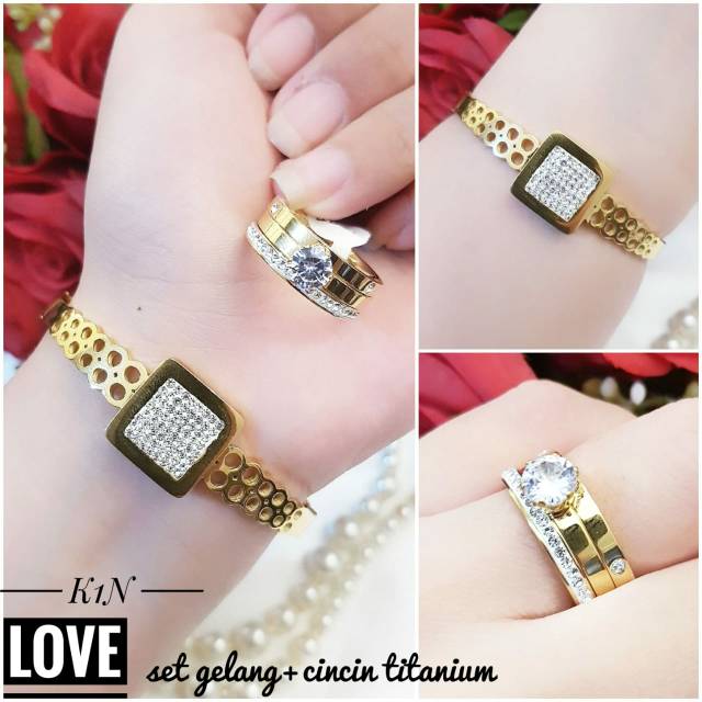 Set Titanium Gelang dan Cincin