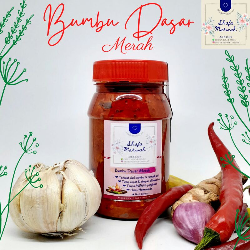 

BUMBU DASAR MERAH (Pedas) 250 GRAM, PRAKTIS NON MSG.