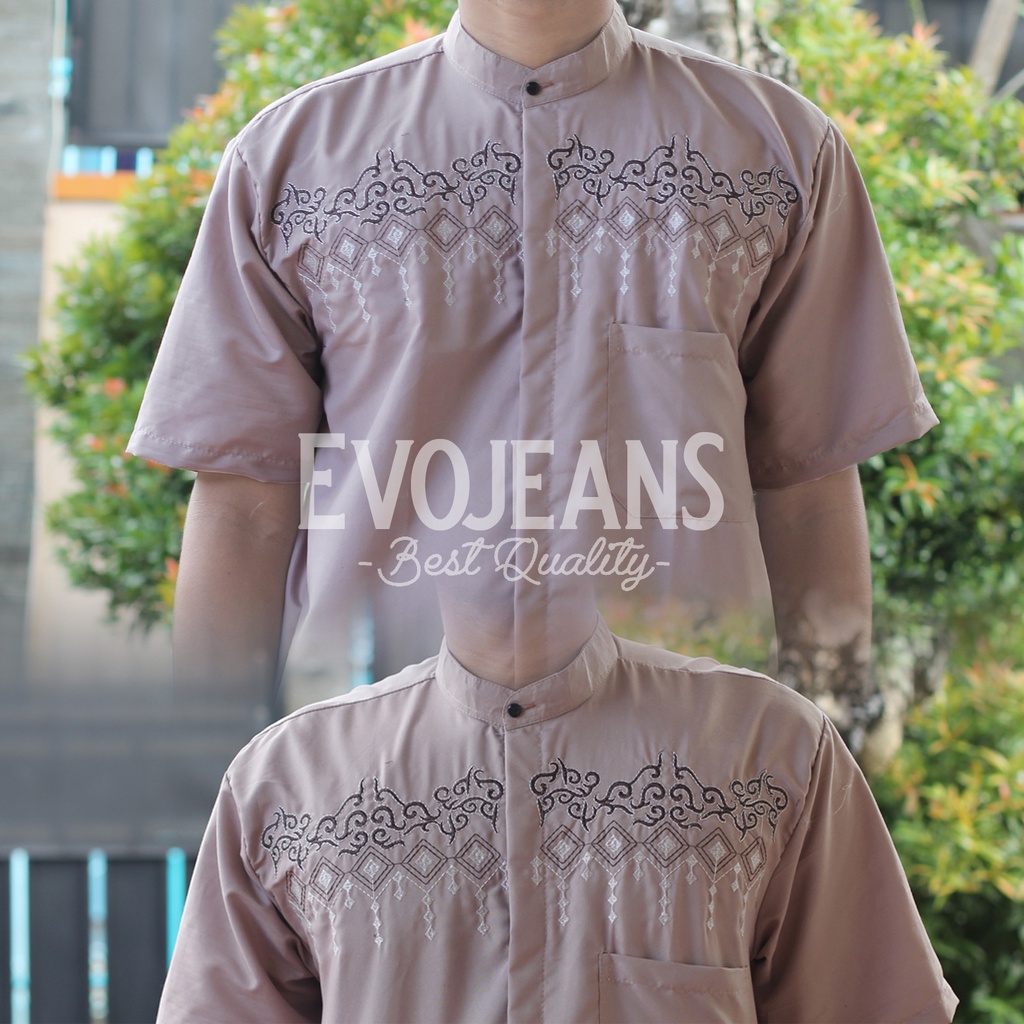 GROSIR BAJU KOKO DEWASA MUSLIM KOKO LENGAN PENDEK BORDIR MURAH / SERAGAM BAJU KOKO / EVO JEANS