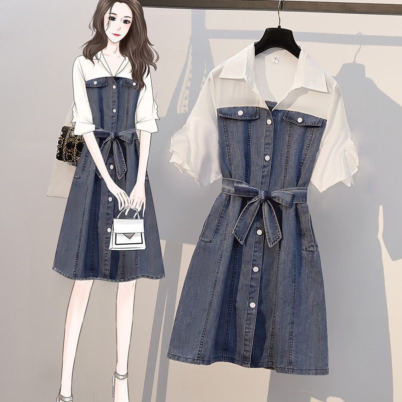 DRESS WANITA, DRESS KOREA, DRESS DENIM KOMBINASI KATUN, BAJU WANITA IMPORT, BUSUI,#337B.N