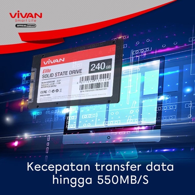 VIVAN SSD Hard disk Light &amp; Portable 120GB/240GB with 550MB/S Garansi Resmi 1 Tahun - VSSD120/VSSD24