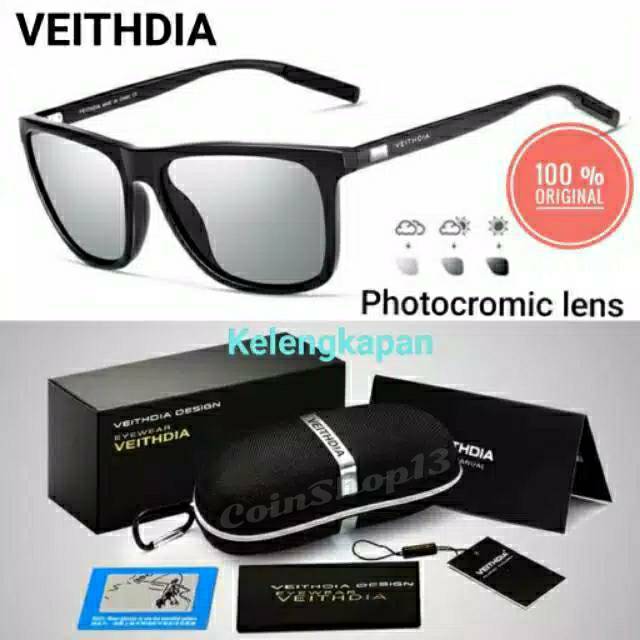 VEITHDIA Kacamata Photocromic Polarized Anti Silau UV Siang Malam Original VEITHDIA 6108.