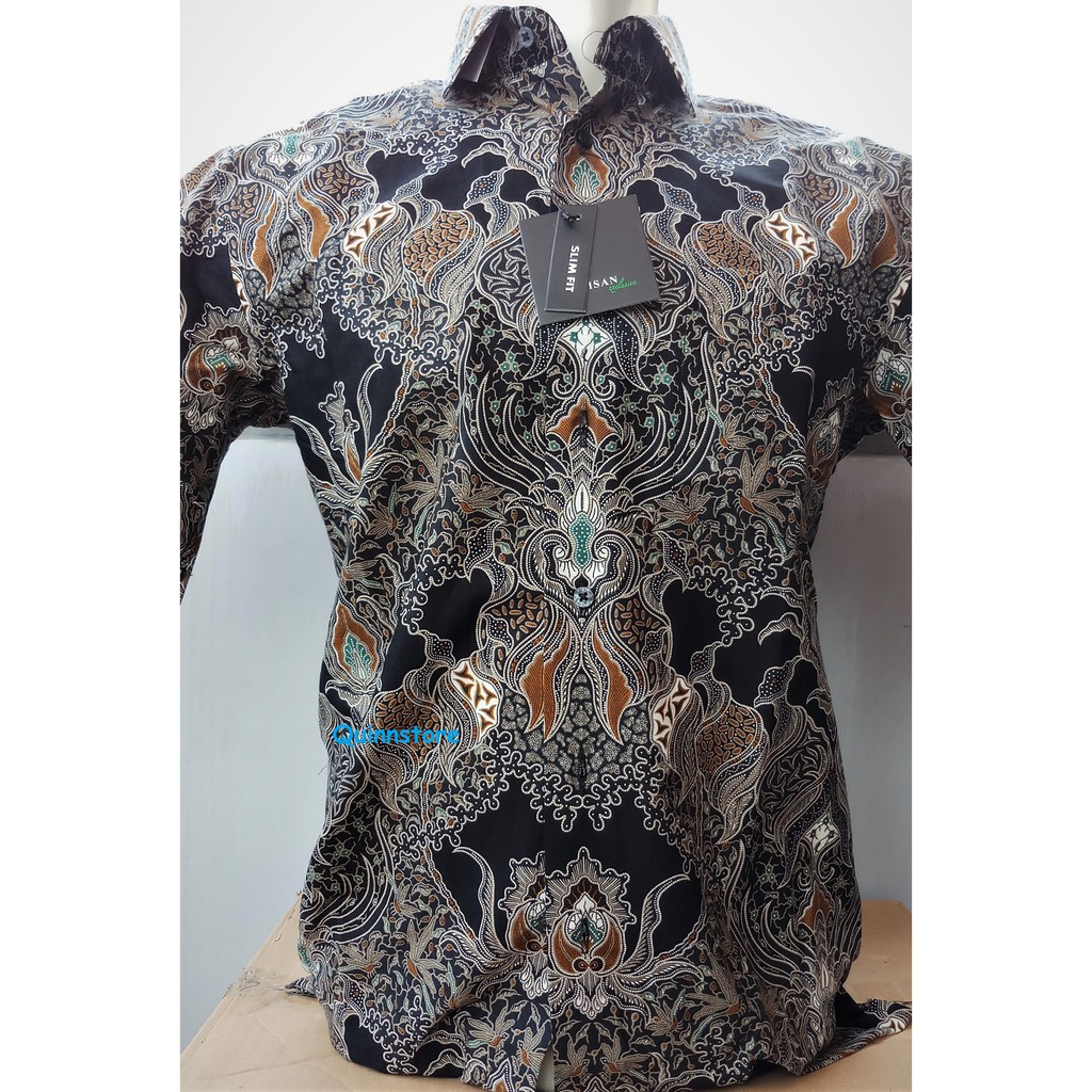 ALISAN Original Kemeja Batik - SLIM FIT - Lengan Pendek //HITAM