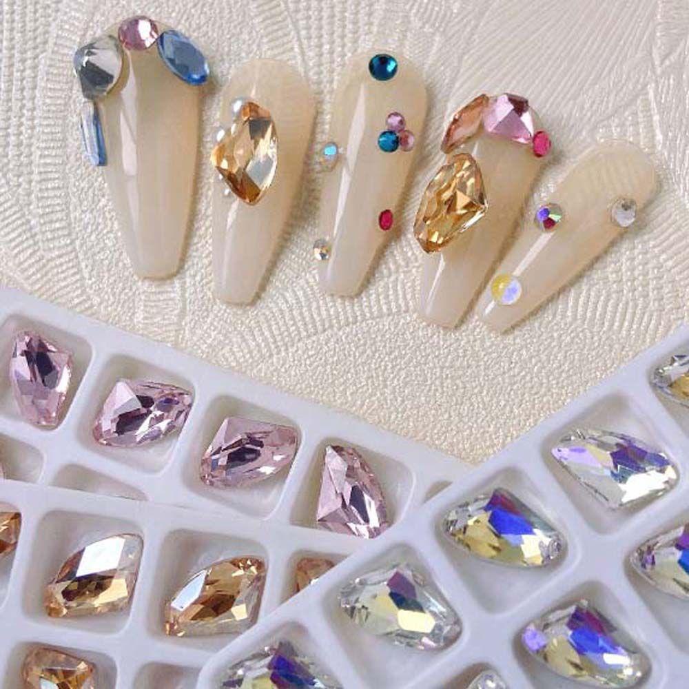 AUGUSTINA Agustina Aurora Nail Art Rhinestones Warna-Warni Fashion Symphony Korea Nail Drills Nail Ornament 3D Perhiasan Kuku