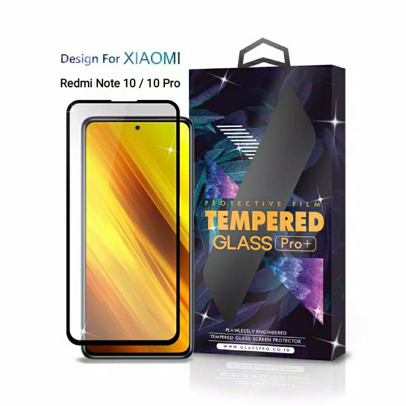 Tempered Glass Xiaomi Redmi Note 10 10s Premium Pro+ Full Cover