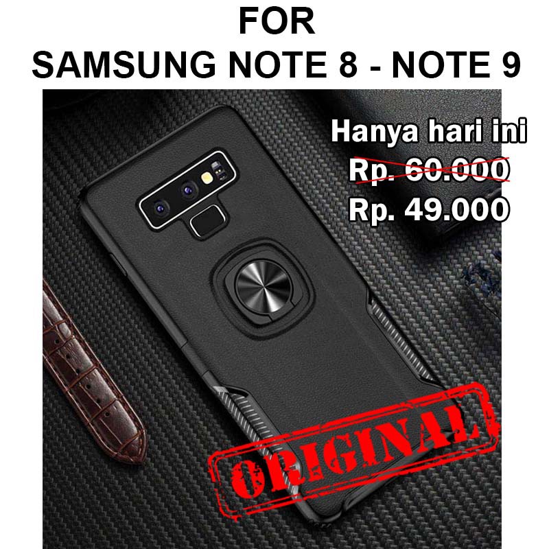 LEATHER IRING case for Samsung Note 8 - Note 9 softcase casing cover ring tpu armor shock proof
