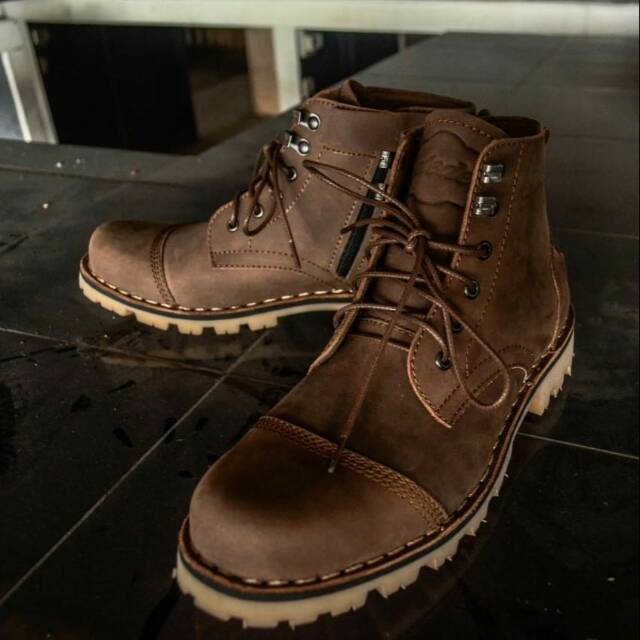 SEPATU BOOTS KULIT PRIA ORIGINAL PIEDE SAFETY BROWN CRAZY HORSE