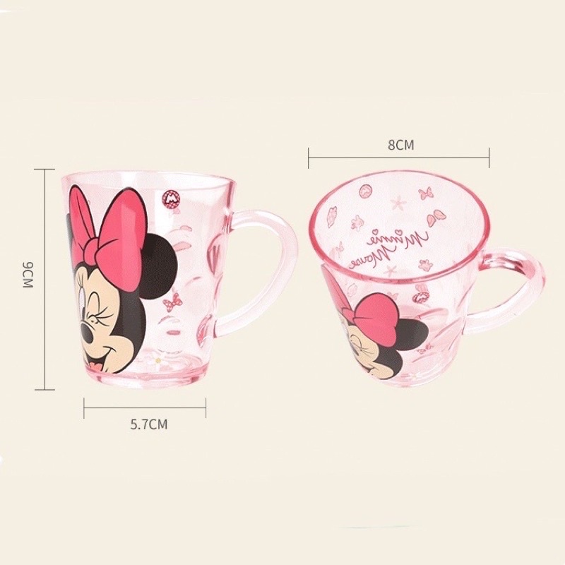 Gelas Mug Anak Transparant Disney 300ml Handle Gagang