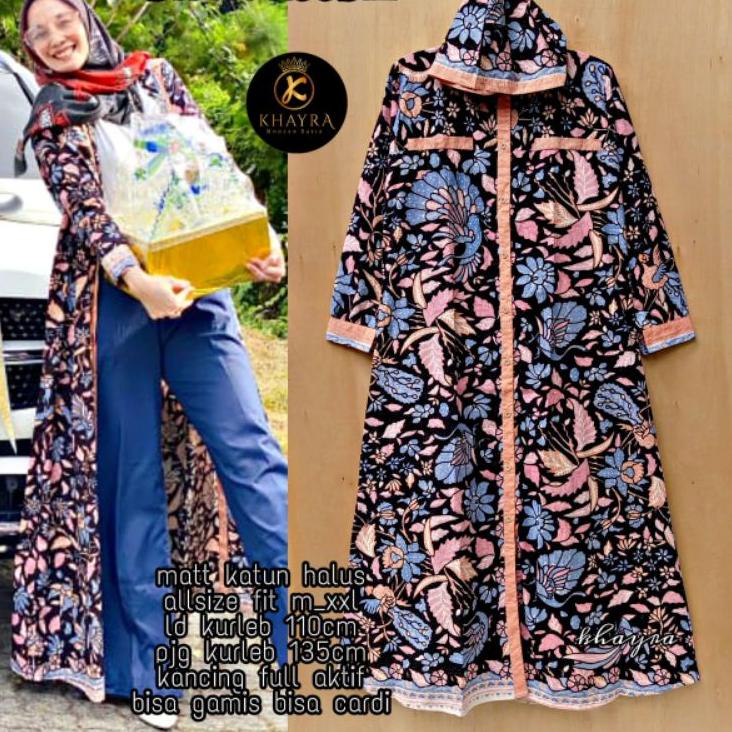 (SALE) Long Hoodie Gamis 2in1 Cardi || ORI BERLABEL Khayra