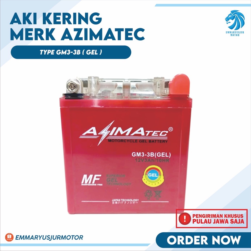 AKI MOTOR RX KING NINJA R 150 SATRIA 2 TX GM3-3B AZIMATEC GEL TECHNOLOGY