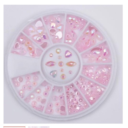 Nail wheel crystal pink clear / hiasan swarovski nail acc mix shape nail acc