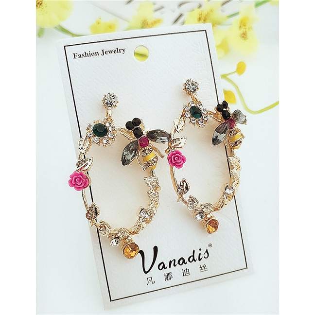 LRC Anting Tusuk Fashion Yellow Garland Earrings F61256