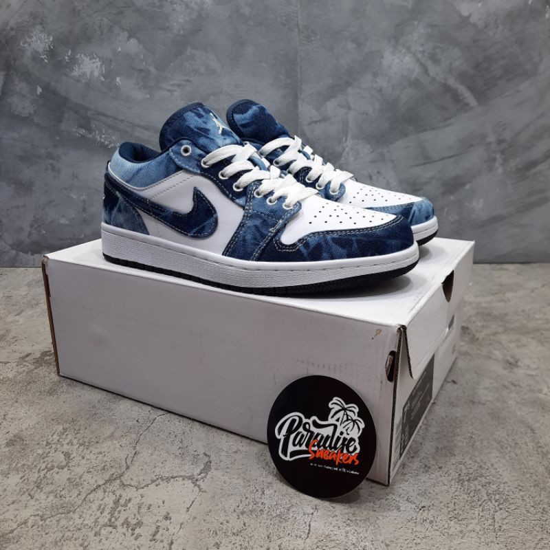 Sepatu Nike Air Jordan 1 Low Washed Denim Blue