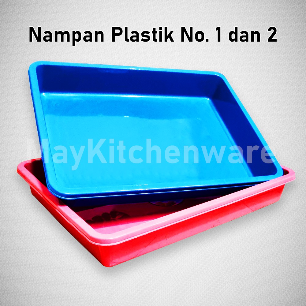 Nampan Plastik Kotak No 1 dan No 2 Baki Persegi Kotak Tempat Penyimpanan Keranjang Serbaguna Murah