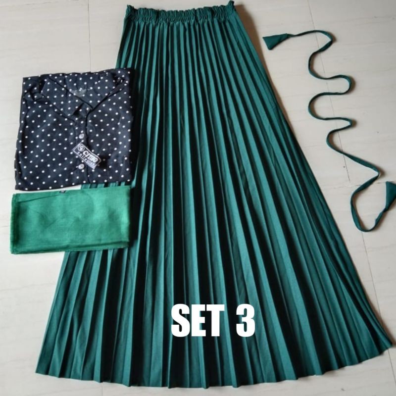 REALPICK PAKET KOMPLIT KEMEJA MONALISA LD 97CM+ROK PLISKIT PREMIUM ALSIZE+HIJAB SAUDI RAWIS