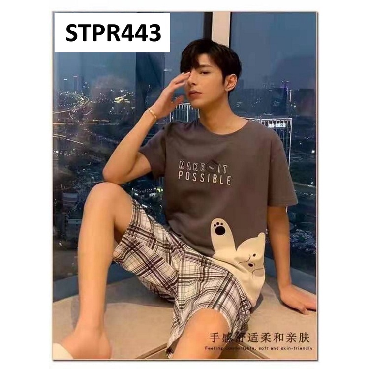 Baju Tidur Pria Lengan Pendek Celana Pendek Korean Style