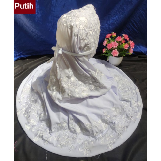 Mukena bordir putih || mukena Polino bordir