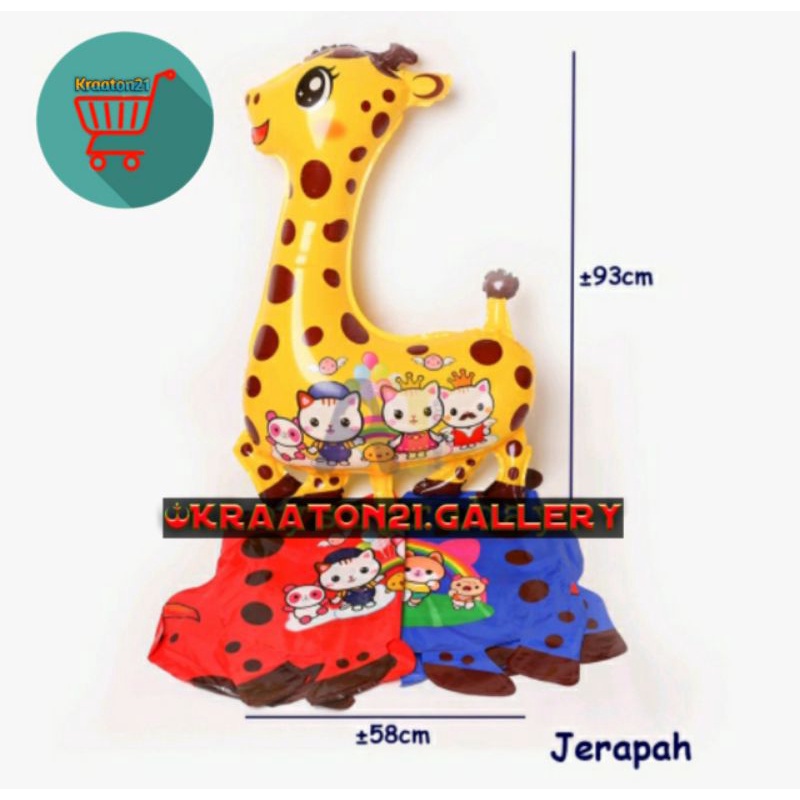 jerapah balon karakter/foil/gas/terbang/helium