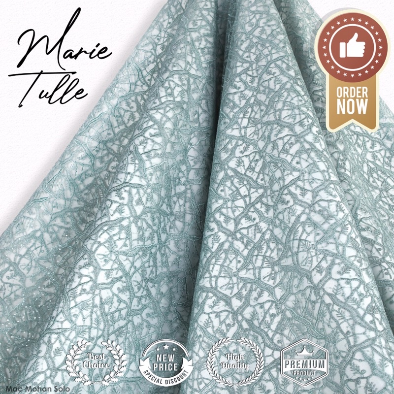 [NEW ARRIVAL] MARIE TULLE WITH PAYET EXCLUSIVE EMBRODERY METALLIC FOR WEDDING DRESS KEBAYA BRIDESMAID TILE AKAR PER 0.5M BY MAC MOHAN