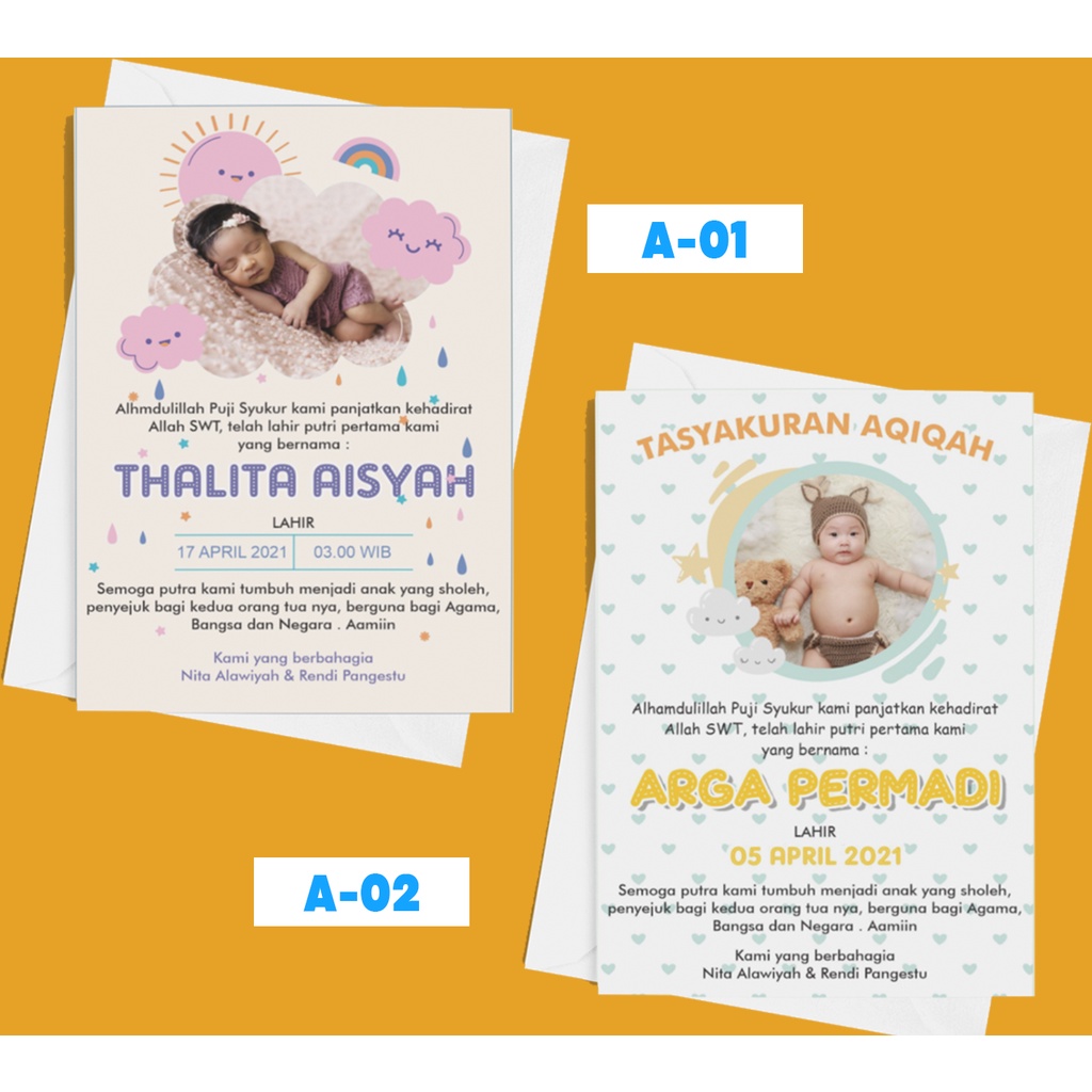 Kartu Aqiqah Bayi Stiker Tasyakuran Aqiqah Untuk Nasi Box Seri-1