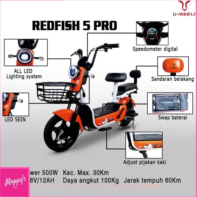 SEPEDA LISTRIK UWINFLY REDFISH 5 PRO / PLUS GARANSI RESMI DSF654654