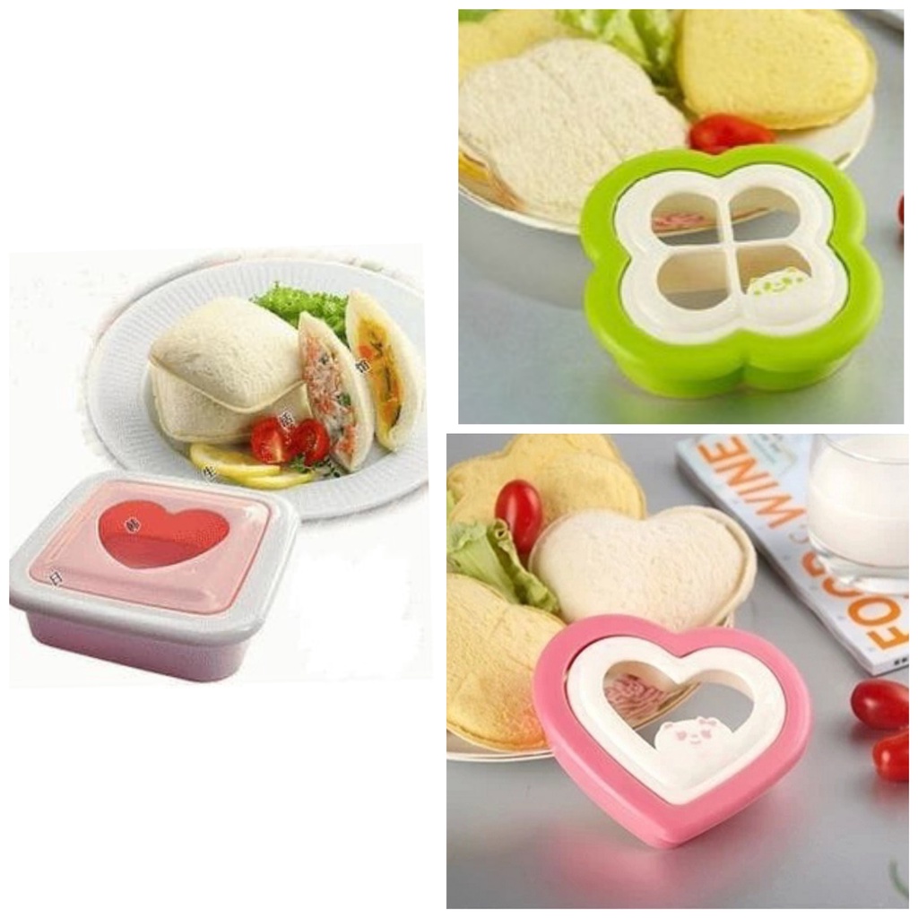 Cetakan Roti Tawar Bentuk Bunga Love Kotak Cetakan Roti Sandwich Mold Cetakan Bento Aneka Bentuk Lucu Cetakan Roti Bekal