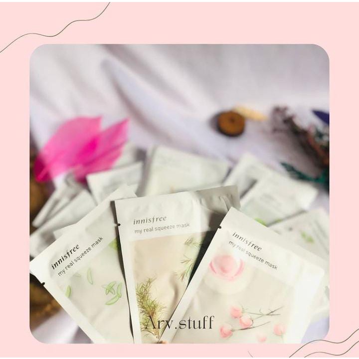 Innisfree My Real Squeeze Mask Sheetmask/ Ready Masker Wajah Viral, Termurah, Terlaris, Aman, Whitening Mask Pencerah, Aman, Banyak Varian Jenis Masker Korea, Ampuh Mengatasi Permasalahan Wajah, dan Mudah Diaplikasikan