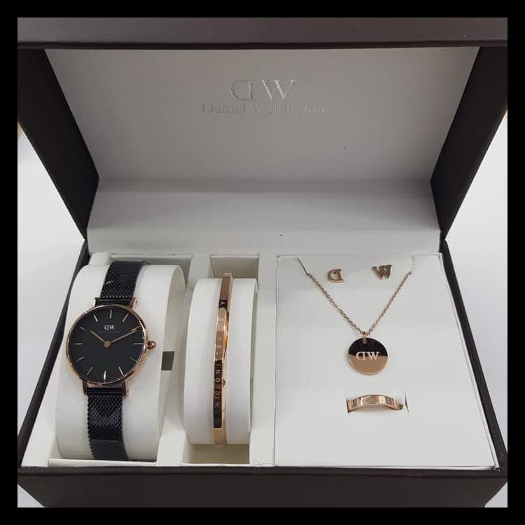 500RB  JAM TANGAN WANITA DANIEL WELLINGTON SET GELANG ANTING KALUNG