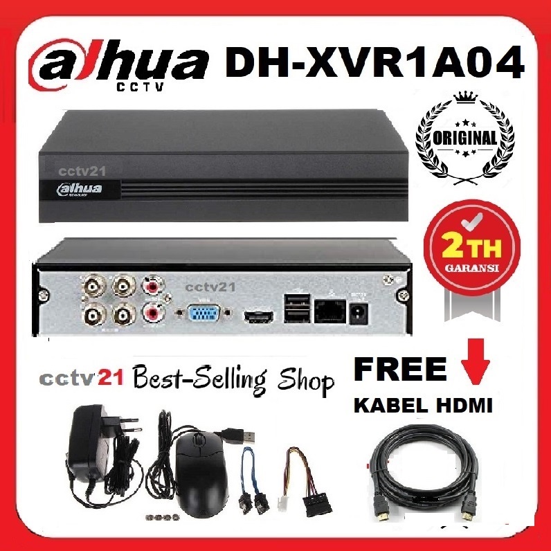 DVR DAHUA 4 Channel / 4CH DH-XVR1B04-I 1080p 2MP+KB-HDMI+KB-LAN+Free 1 Tas Batik