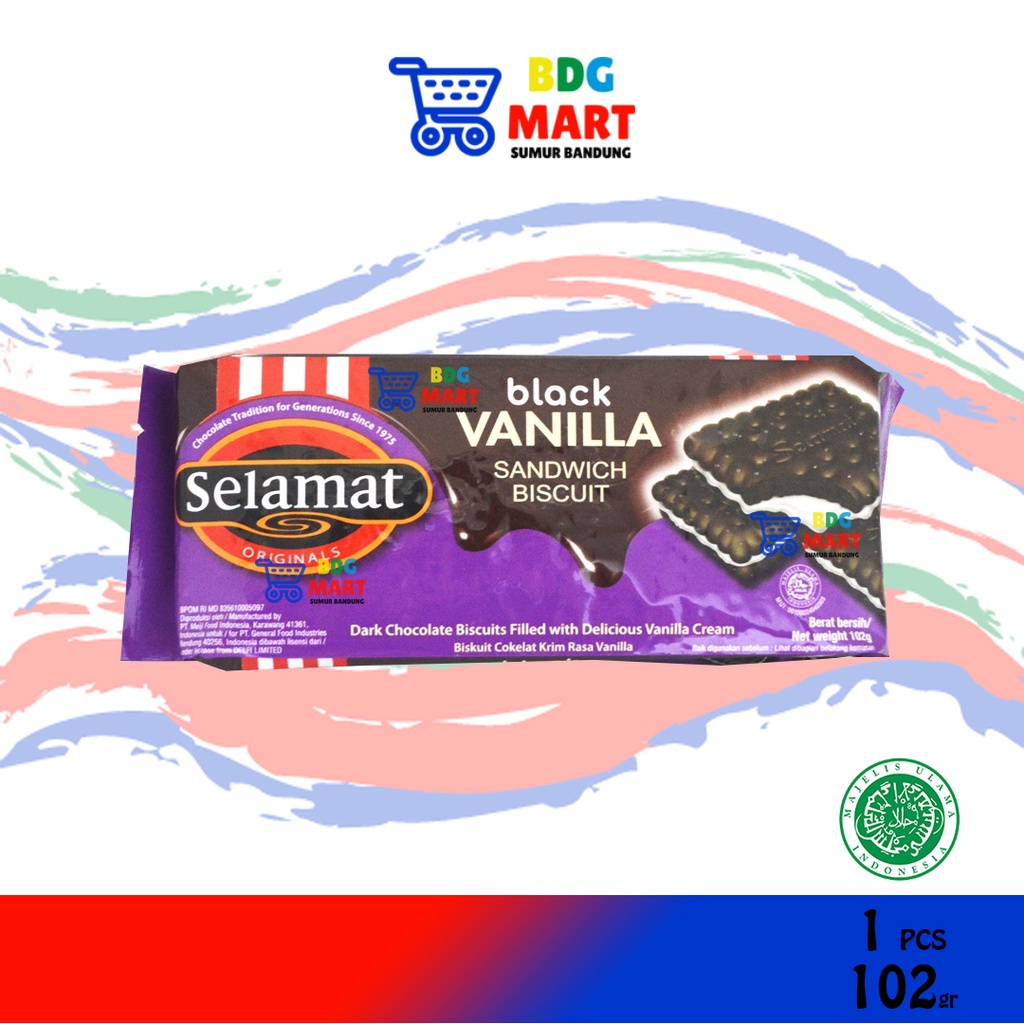 

PACK Selamat Sandwich Biscuit Black Vanilla Biskuit Cokelat Krim Vanilla Halal MUI - 102gr