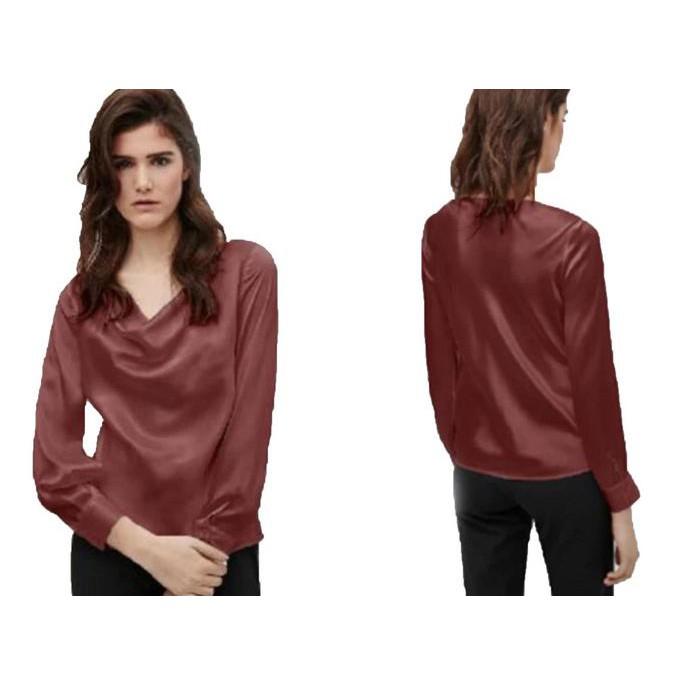 Blouse Sakira Maroon SW blouse wanita saten maroon
