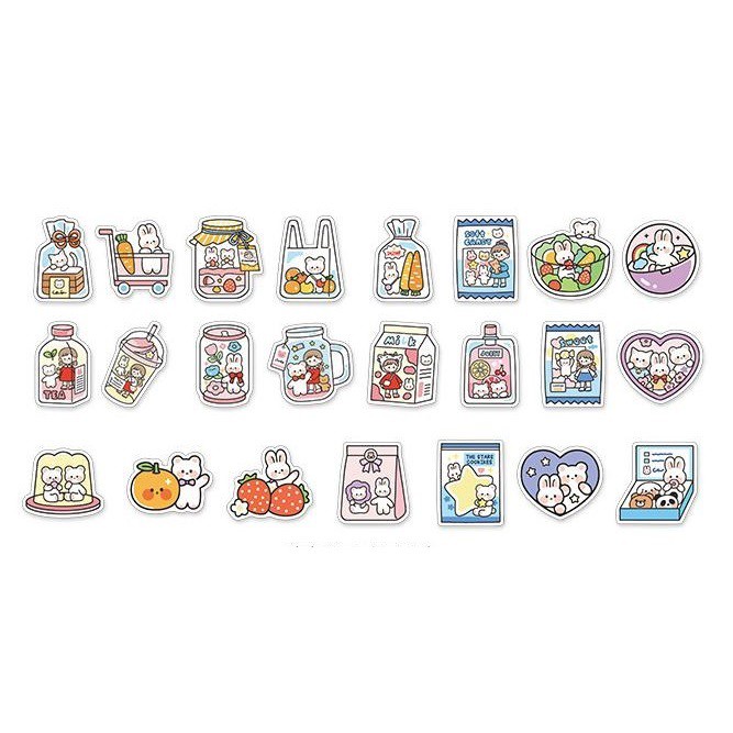 [MILOLI] 46Pcs SWEET DREAMS Deco Sticker DIY Scrapbook Stiker Jurnal Diary Planner Kotak - B0260-F. Salad-3472