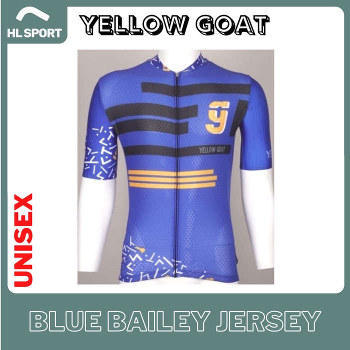 Yellow Goat Cycling Jersey Sepeda Blue Bailey UNISEX