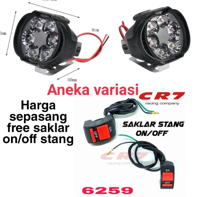 Lampu Tembak Sorot 6mata LED Motor 12 Volt Work Light Cree 6 Mata / 6 LED