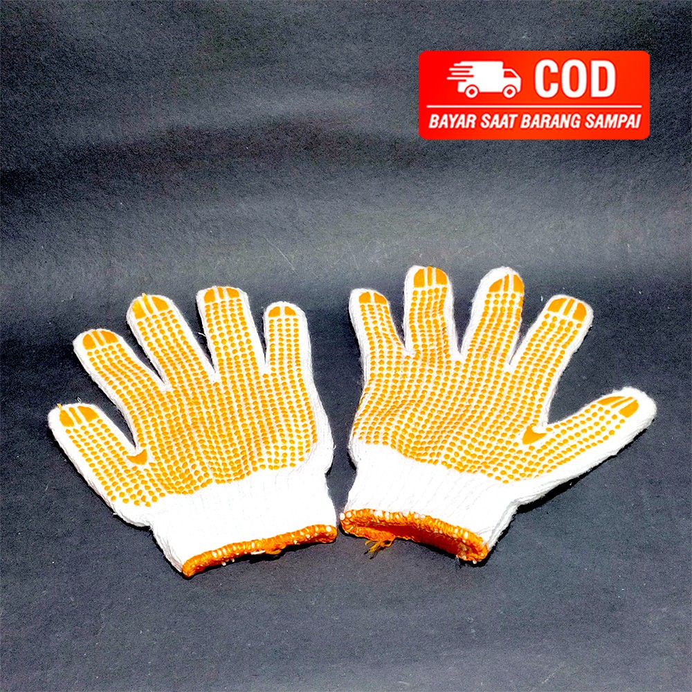 SARUNG TANGAN KAIN BENANG BINTIK KUNING ( JUAL1 PASANG )