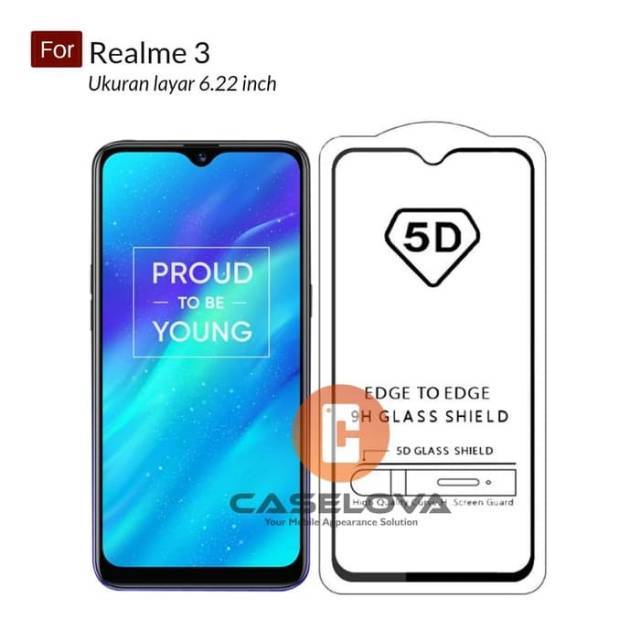 TEMPERED GLASS FULL LEM 6D  REALME 3 REALME 3 2019 - BLACK ONLY