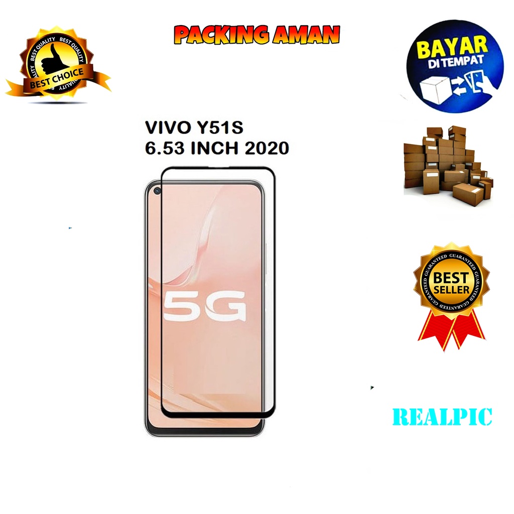 Tempered Glass Vivo Y51S Full Cover / Full Screen Protector Anti Gores