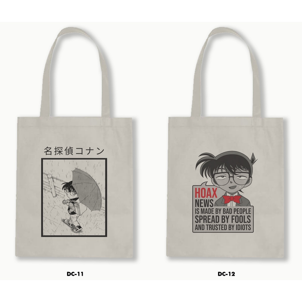 Tas Tote Bag Resleting Kanvas/Blacu  -Detective Conan 01