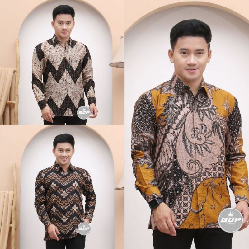 Kemeja Batik Pria Lengan Panjang M L XL XXL Baju Batik Pria Modern Batik Kerja Pria Batik Kantor Pria Seragam Batik