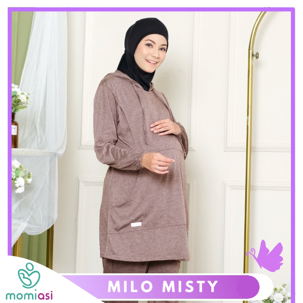 Momiasi - Baju Hoodie Olahraga Sport Ibu Hamil dan Menyusui Baju Busui Nursing Wear Lengan Panjang