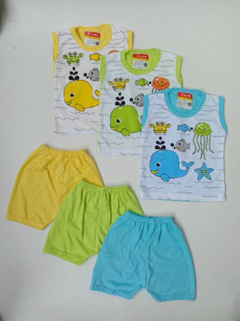 3 STEL SETELAN BAJU BAYI TANGAN KUTUNG