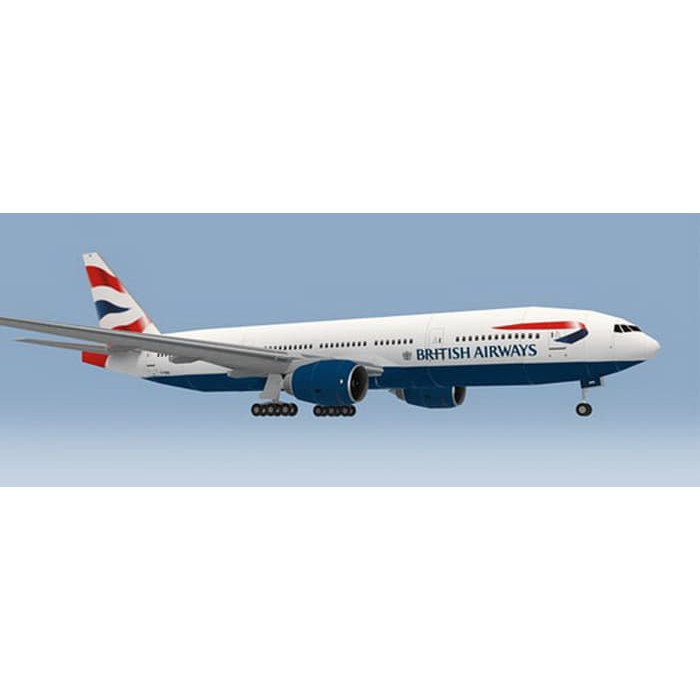 DIY Miniatur Papercraft Pesawat Boeing 777-200 British Airways