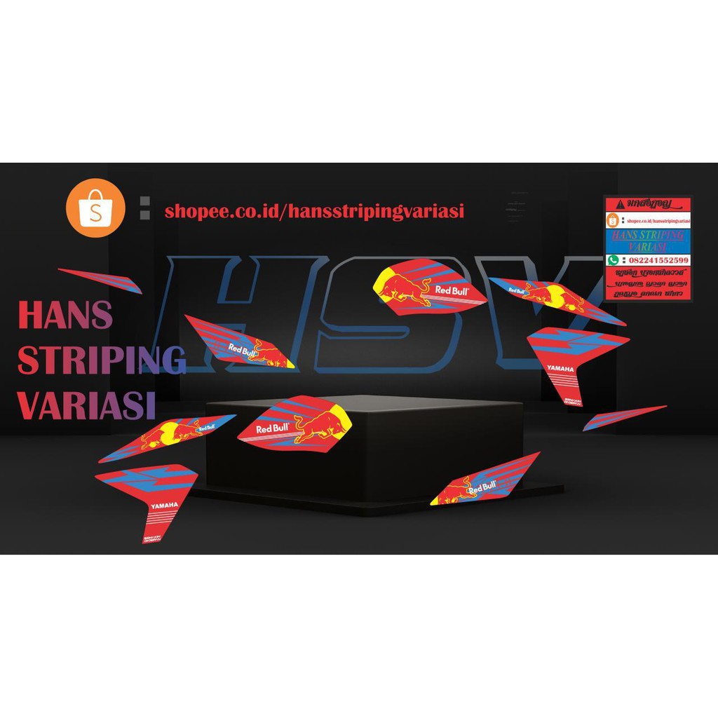 striping stiker decal New Vixion Lighting NVL red bull