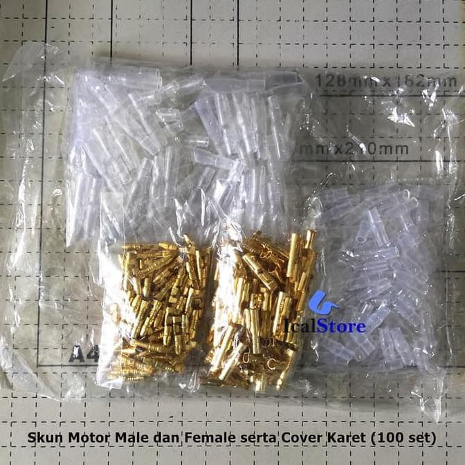 Skun Motor Bulat 100 set Male Female dan Cover Karet Konektor Socket
