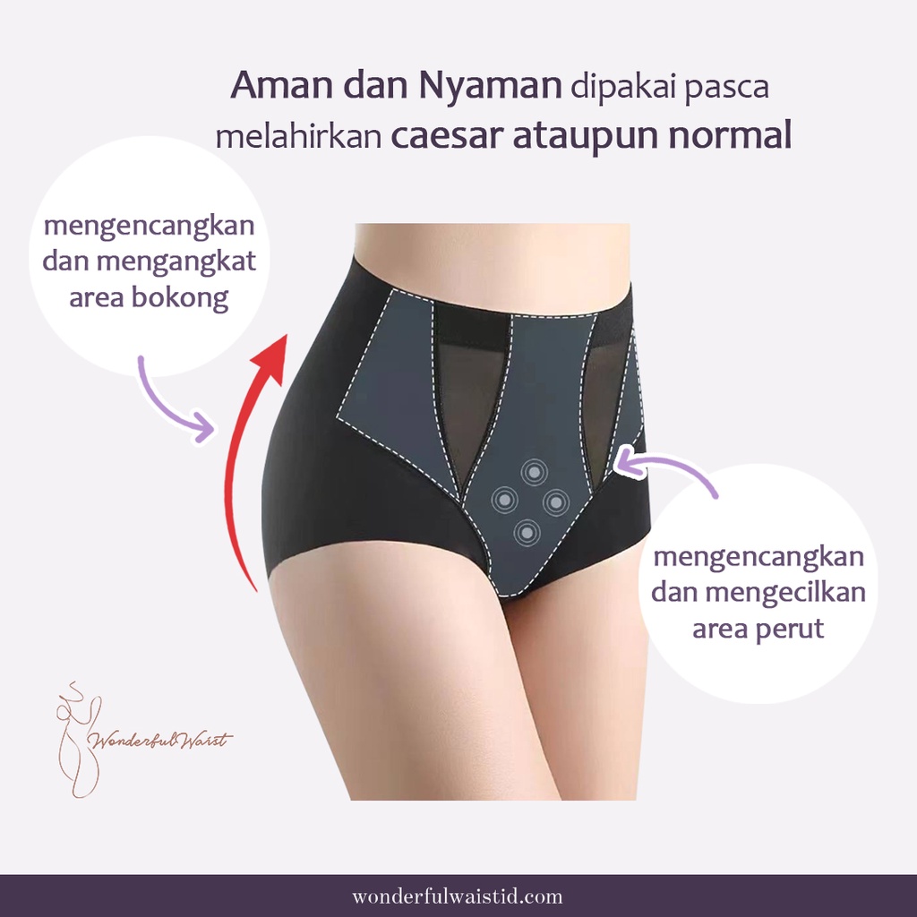 High-waist shaping pants dengan batu Volcanic untuk penunjang diet, Celana dalam peramping dan langsing setelah melahirkan caesar, Celana dalam pelangsing efektif, Celana dalam shaper, atau pembentuk pinggul, dan peramping perut Wonderful waist