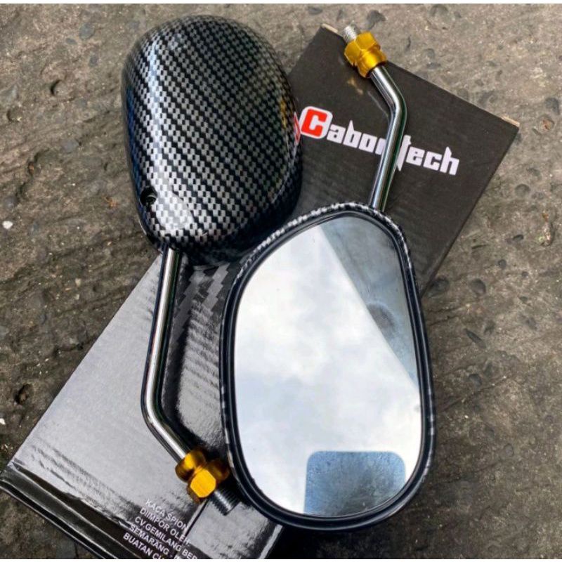 KACA SPION-SPION MODEL MIO CARBON HITAM TANGKAI CROME MOTOR MIO SPORTY