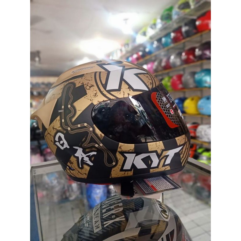 HELM KYT RC SEVEN SERI#17 BLAK/GOLD DOFF KACA SMOKE FULLFACE RC SEVEN/RC7