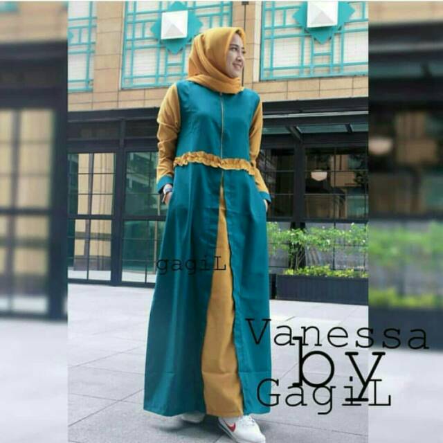 grosir gamis bandung VANESSA DRESS MURAH gamis cantik casual dress gamis busui baju hijab bandung