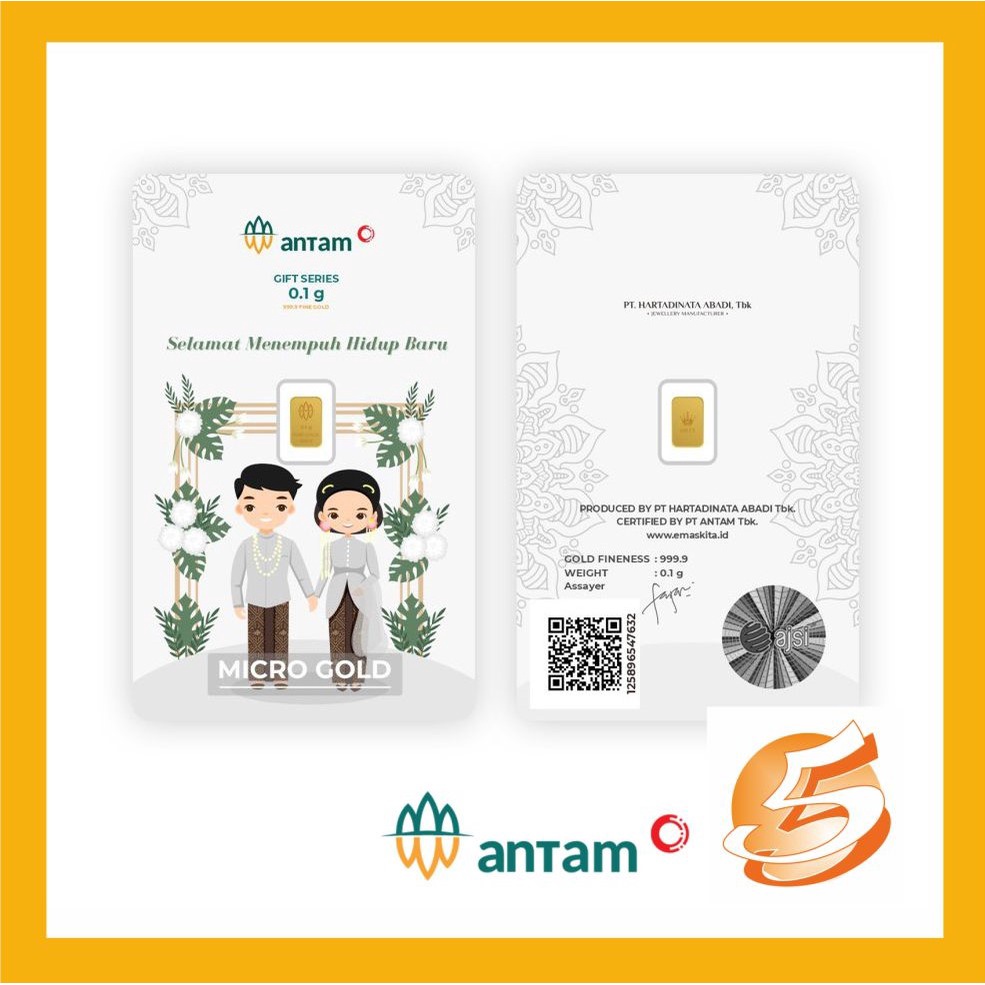 LM Emas Logam Mulia Antam Hartadinata Micro Gold 0,1 0.1 Gram Batangan Murni 24k Wedding Samawa Nika
