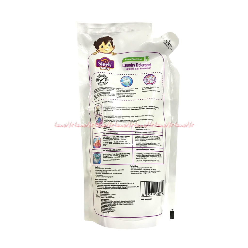 Sleek Laundry Refill ditergen pembersih pakaian bayi noda hilang wangi dan lembut